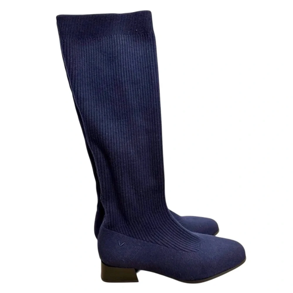 VIVAIA Knee High Wool Boots Size 8 EU 39 Navy Blue